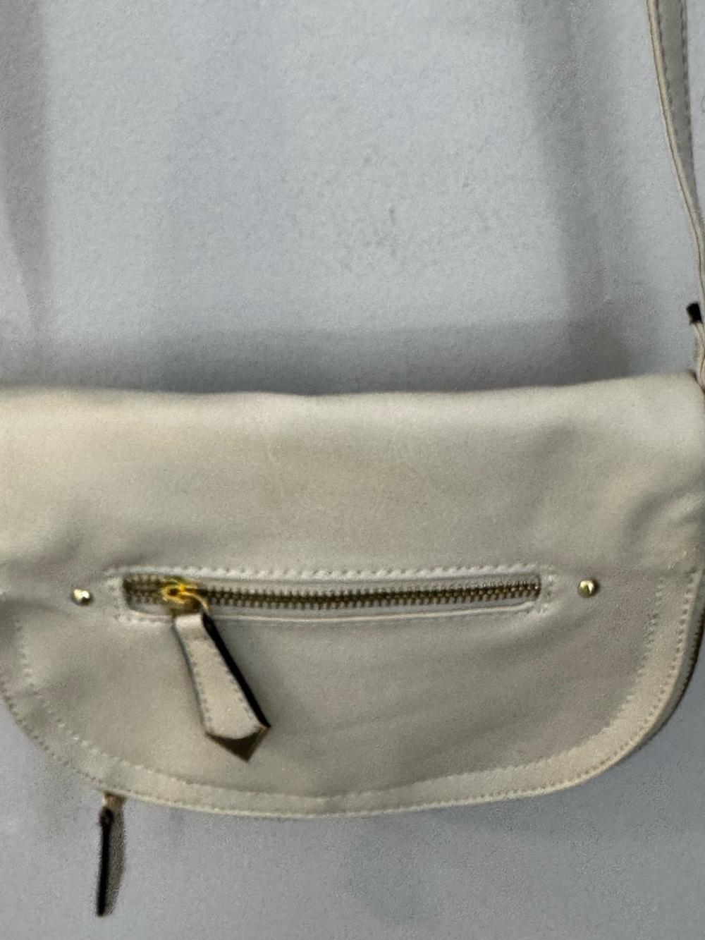 Apt. 9 Cream Crossbody Bag with Front Zip and Gold Hardware